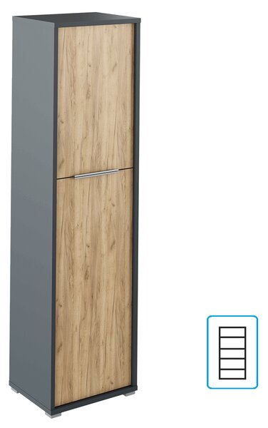 KONDELA Policová skriňa, grafit/dub artisan, RIOMA NEW TYP 08