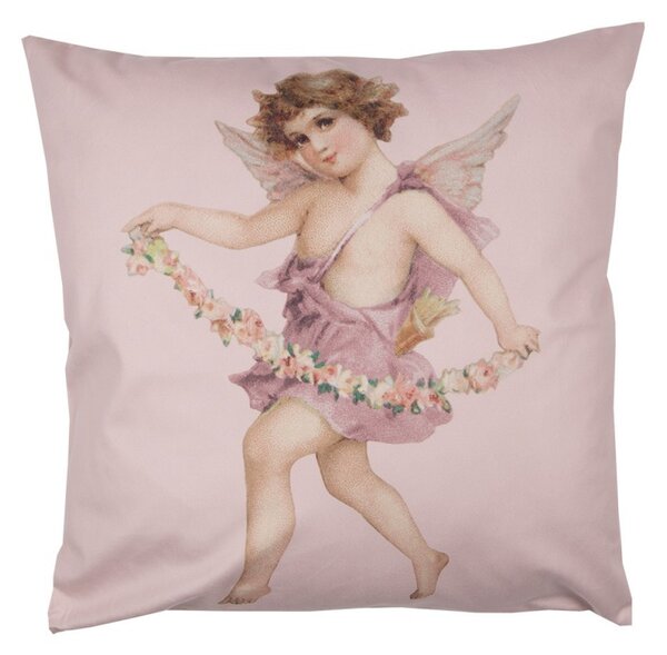 Ružová obliečka na vankúš s anjelom Angel - 45*45 cm - Clayre & Eef