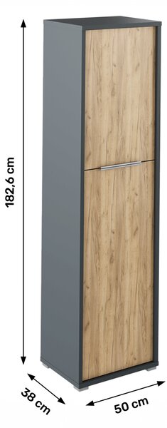 KONDELA Policová skriňa, grafit/dub artisan, RIOMA NEW TYP 08