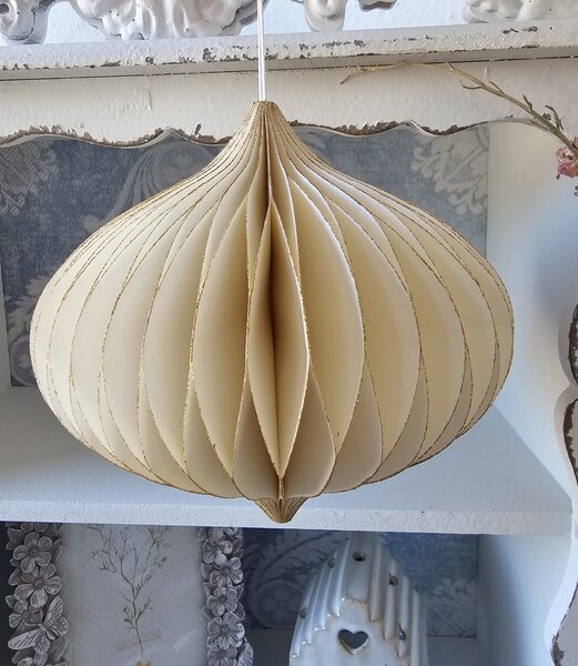 2 ks papierová krémová skladacia vianočná ozdoba - Ø 12,5 *25 cm - J-Line by Jolipa