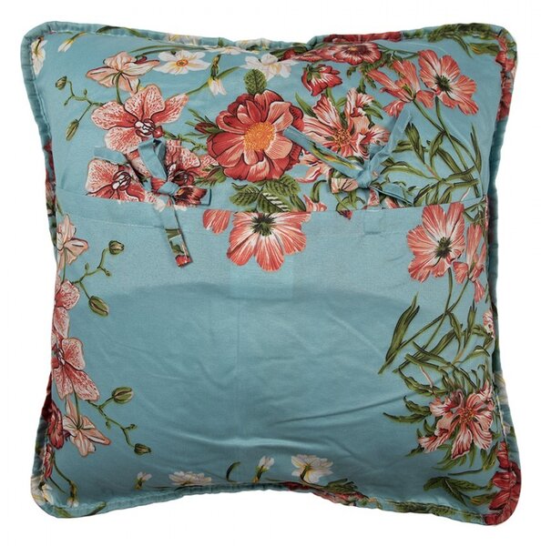 Modrá obliečka na vankúš s kvetinovým motívom Flowery - 50*50 cm - Clayre & Eef