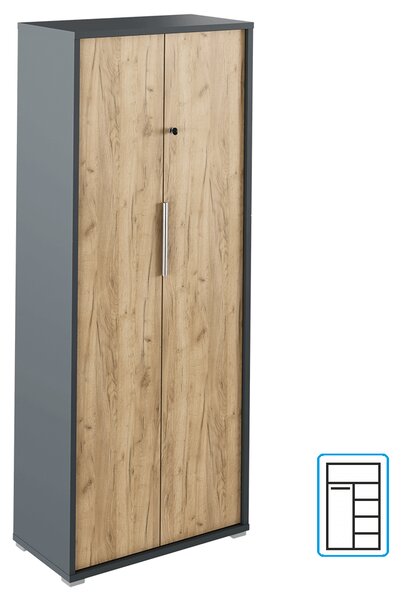 KONDELA Skriňa so zámkom, grafit/dub artisan, RIOMA NEW TYP 31