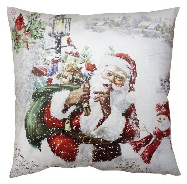 Bielo-červená obliečka na vankúš Santa - 45*45 cm - Clayre & Eef