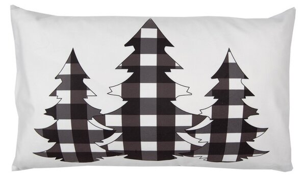 Biela obliečka na vankúš so stromčekmi Black&White X-Mas - 30*50 cm - Clayre & Eef