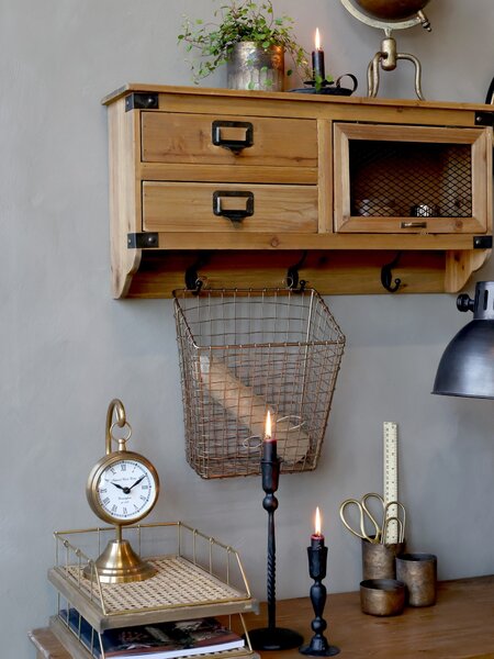 Mosadzný antik kovový košík Fil de fer Basket - 28*16*33 cm - Chic Antique