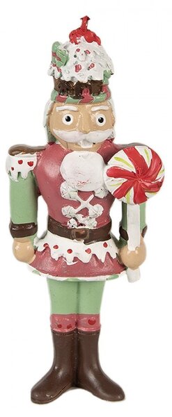 Zeleno-červená vianočná závesná dekorácia Luskáčik - 5*3*12 cm - Clayre & Eef