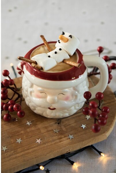 Keramický hrnček hlava Santa - 15 * 11 * 9 cm / 450 ml - Clayre & Eef