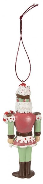Zeleno-červená vianočná závesná dekorácia Luskáčik - 5*3*12 cm - Clayre & Eef