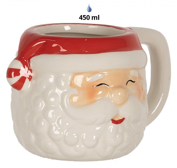Keramický hrnček hlava Santa - 15 * 11 * 9 cm / 450 ml - Clayre & Eef