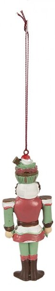 Zeleno-červená vianočná závesná dekorácia Luskáčik - 5*3*12 cm - Clayre & Eef