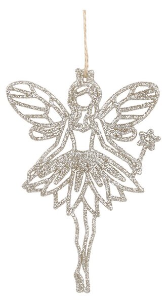 Champagne vianočné dekorácie anjel Angel glitter - 9*14 cm - Chic Antique