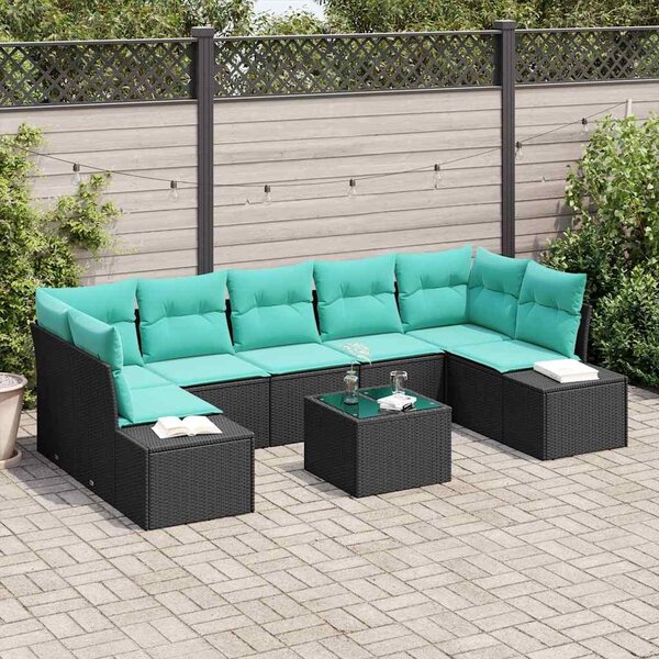 Maison Exclusive – Sedacia súprava, 8 kusov, čierna [syntetický materiál]: Polyratan