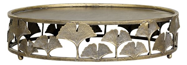 Mosadzný antik dekoračný kovový podnos Ginkgo - Ø 33*8cm - Chic Antique