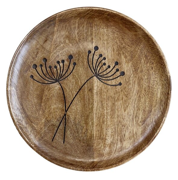 Servírovací tanier z mangového dreva s kvetinou Tours Angeliqué - Ø 30cm - Chic Antique