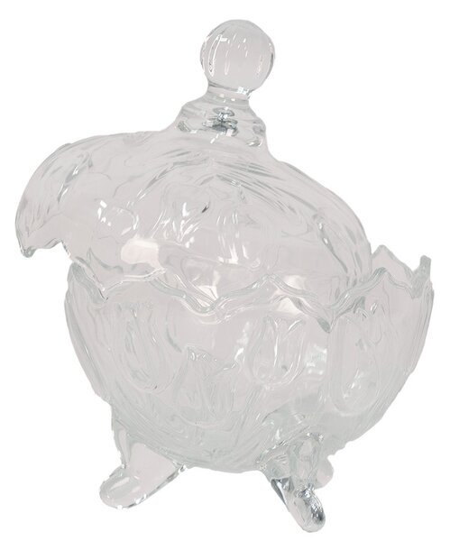 Transparentná sklenená miska dóza na cukrovinky s vekom - Ø 15*20 cm - Clayre & Eef
