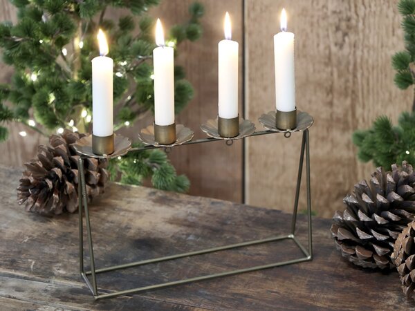 Mosadzný antik kovový adventný svietnik Advent Tire - 25*5*19 cm - Chic Antique