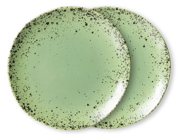 2ks keramický zelený dezertný tanier Kiwi - Ø 17*2cm - HKLIVING
