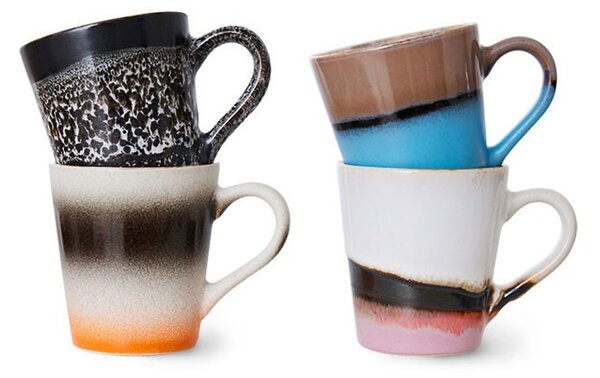 Set 4ks retro hrnček na kávu Espresso 70s Funky - 8* Ø 5,8*6,2cm / 80ml - HKLIVING