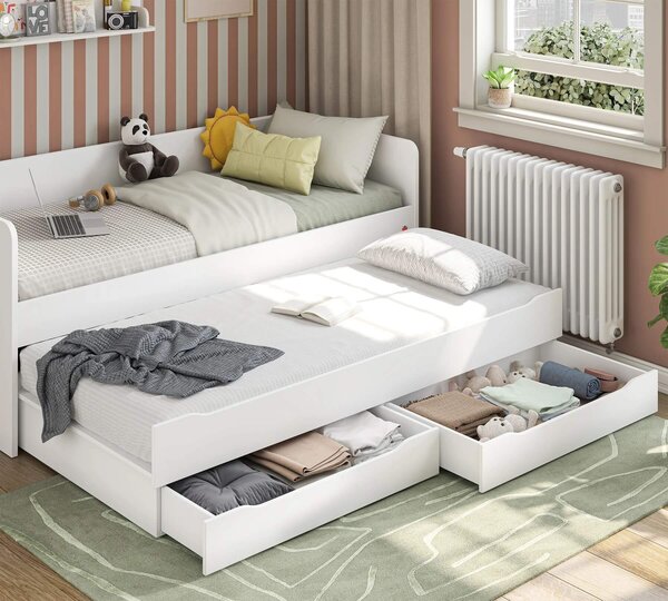 Cilek Poschodová posteľ White Studio pre 3 deti 90x200 cm s úložným priestorom (schody)