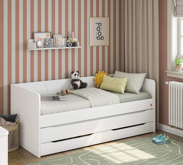 Cilek Poschodová posteľ White Studio pre 3 deti 90x200 cm s úložným priestorom (schody)