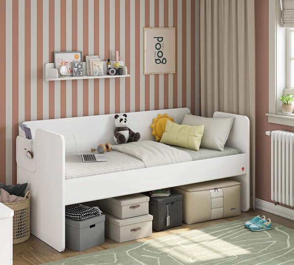 Cilek Poschodová posteľ White Studio pre 3 deti 90x200 cm s úložným priestorom (schody)