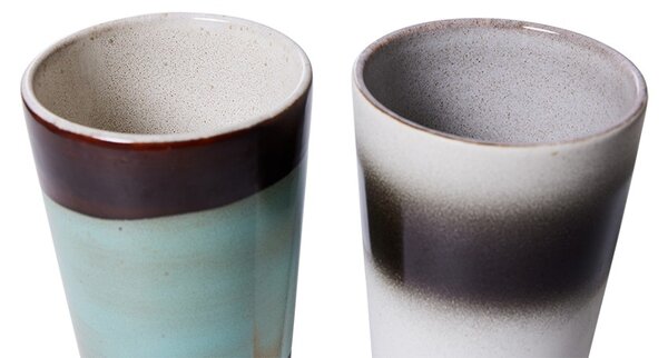 2ks farebný retro hrnček na latté 70s Boggie - Ø 7,5 * 13cm / 280ml - HKLIVING