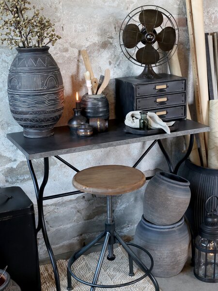 Mosadzný dekoratívny retro ventilátor na podstavci Factory - 31*21*37cm - Chic Antique