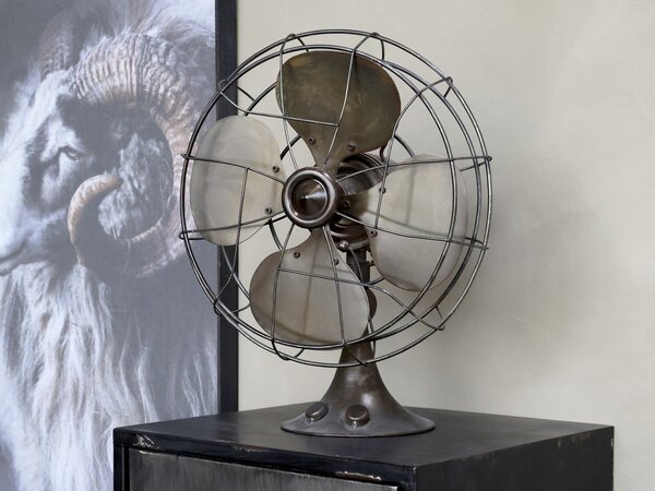 Mosadzný dekoratívny retro ventilátor na podstavci Factory - 31*21*37cm - Chic Antique