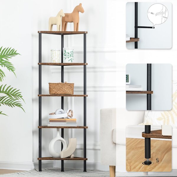 Rohový regál Vasagle Ebbi 30 cm hnedý/čierny