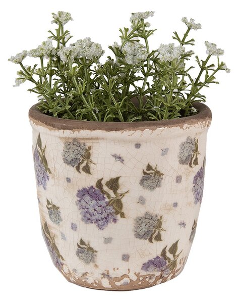 Béžový keramický obal na kvetináč s kvetmi orgovánu Lilla XS - Ø 11*10 cm - Clayre & Eef