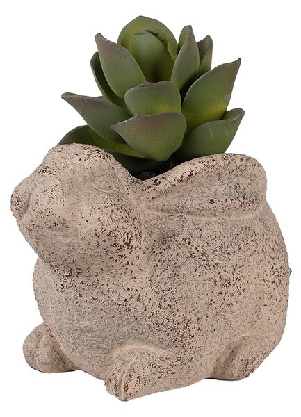 Béžový antik dokoračný kvetináč králik Rabbi - 17*12*12 cm - Clayre & Eef