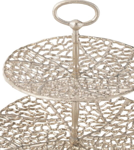 Champagne dekoračný 3-poschodový etažér Coral Cake - Ø 45*60 cm - J-Line by Jolipa
