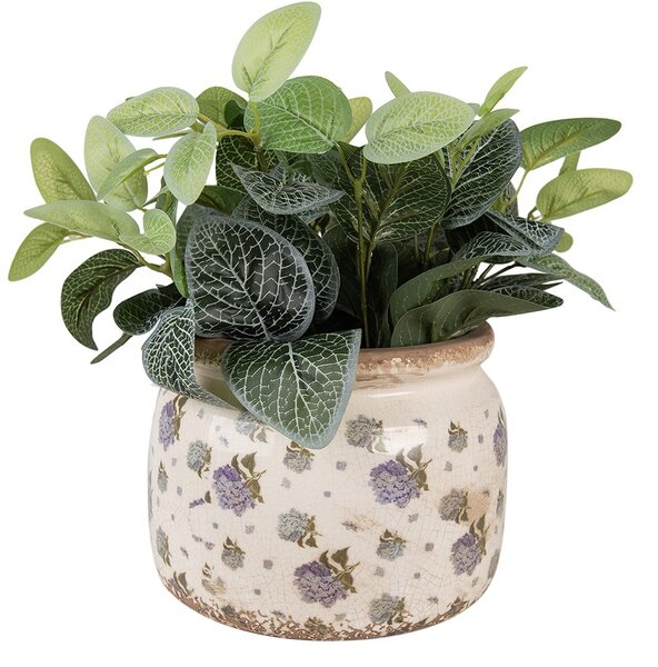 Béžový keramický obal na kvetináč s kvetmi orgovánu Lilla L - Ø 20*15 cm - Clayre & Eef