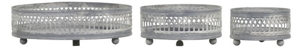 Set 3ks zinkový antik kovový svietnik Lace - Ø 8*5/ Ø 10*5/ Ø 15*5 cm - Chic Antique