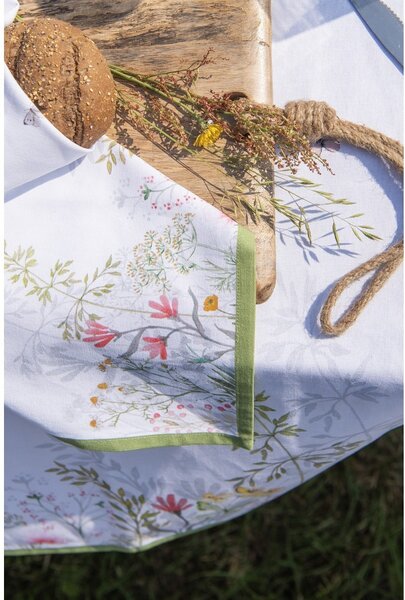 Bavlnená okrúhla utierka s lúčnymi kvetmi Wildflower Fields - Ø 80 cm - Clayre & Eef