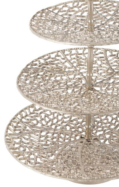 Champagne dekoračný 3-poschodový etažér Coral Cake - Ø 45*60 cm - J-Line by Jolipa