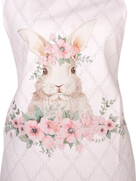 Ružová bavlnená zástera s králikom Floral Easter Bunny - 70*85 cm - Clayre & Eef