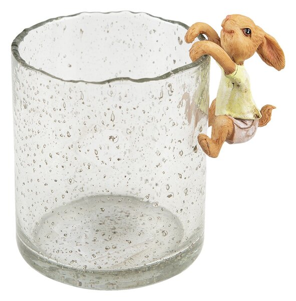 Dekorácia závesný zajačik na pohárik - 5*5*9 cm - Clayre & Eef