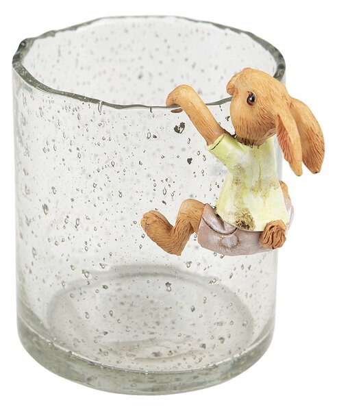Dekorácia závesný zajačik na pohárik - 5*5*9 cm - Clayre & Eef