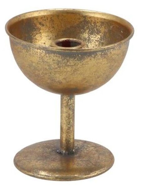 Zlatý antik kovový svietnik na nohe Dhaka gold - Ø 12*13 cm - daan kromhout