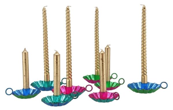Set 4ks zlatá metalická úzka krútená sviečka Twist gold - Ø 2*30cm - daan kromhout