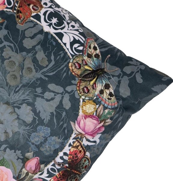 Zelený ručne vyrobený vankúš s kvetmi v korune Crown - 45*45*10cm - Mars & More