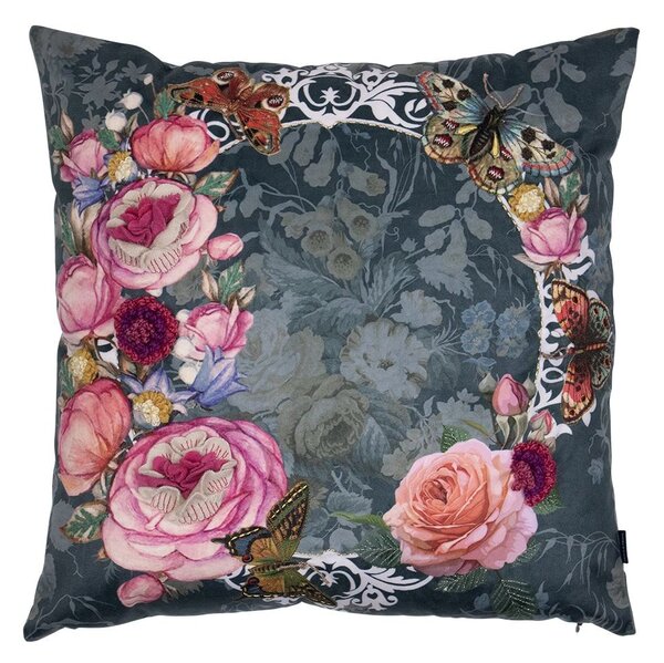 Zelený ručne vyrobený vankúš s kvetmi v korune Crown - 45*45*10cm - Mars & More