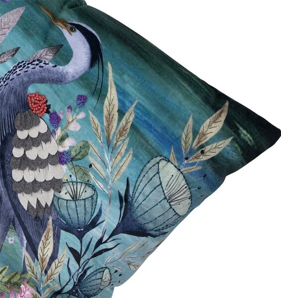 Modrý ručne vyrobený vankúš s volavkou Heron - 45*45*10cm - Mars & More