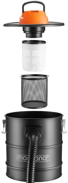 Vysávač na popol BENEDIKT, 1200 W, 18 kPa, čierna/oranžová Monzana