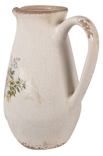 Béžový keramický džbán so žltými kvetmi M - 17*13*22 cm - Clayre & Eef