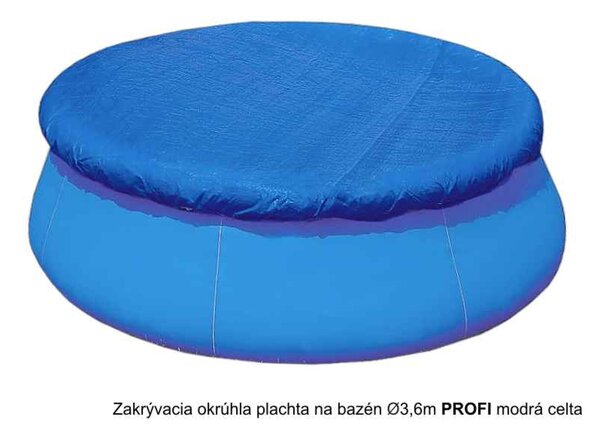 Zakrývacia plachta na bazén 3,6m PROFI modrá (pevná profesionálna bazénová plachta modrá 150 g/m2)