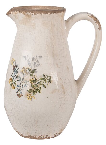 Béžový keramický džbán so žltými kvetmi M - 17*13*22 cm - Clayre & Eef