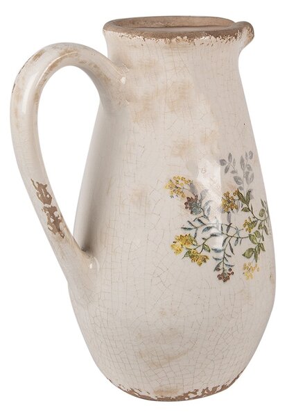 Béžový keramický džbán so žltými kvetmi M - 17*13*22 cm - Clayre & Eef
