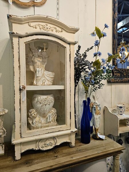 Biely antik kvetináč so sochou anjela Angelio Baroque - 22*13*30 cm - Clayre & Eef